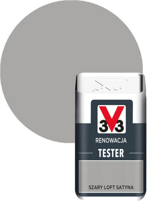 V33 renoveringsmaling tester grå loft satin 0,05 l