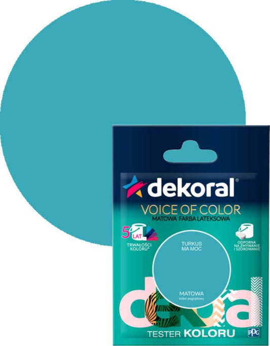 Testerfarve Dekoral Voice of Color turkis ma moc 0,05 l