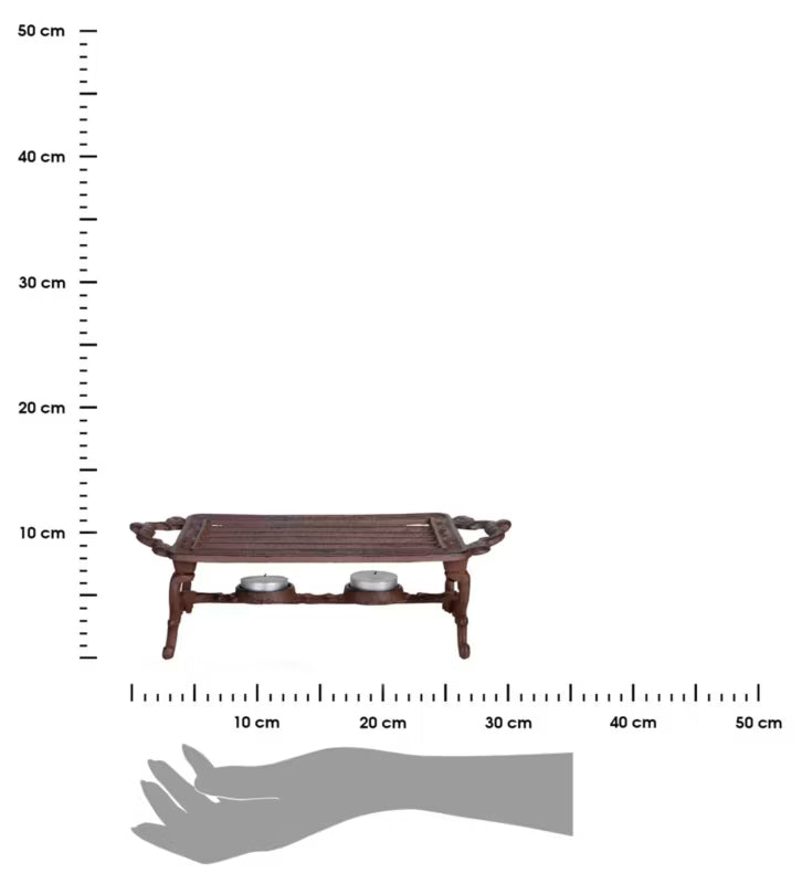 Tevarmer Støbejern til 2 Fyrfadslys 30x13 cm Brun