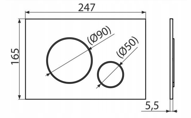Trykknap til Skjult Cisterne 247x165 mm Hvid Blank 1 stk.