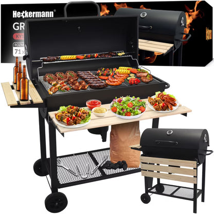 Kuglegrill Tøndegrill 108x65 cm Sort med Termometer