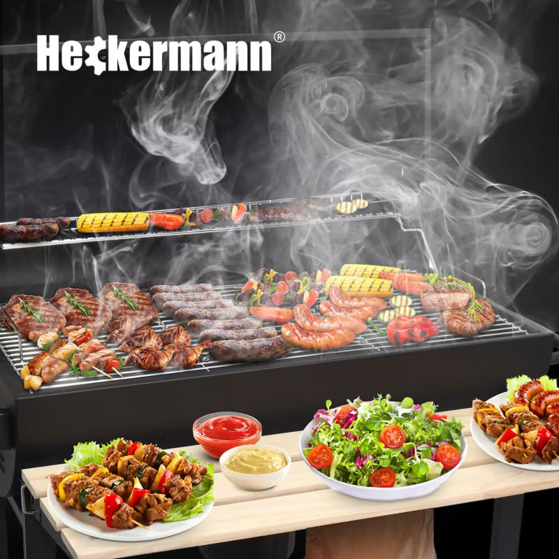Kuglegrill Tøndegrill 108x65 cm Sort med Termometer
