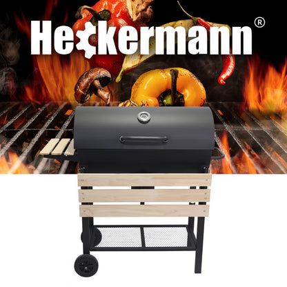 Kuglegrill Tøndegrill 108x65 cm Sort med Termometer