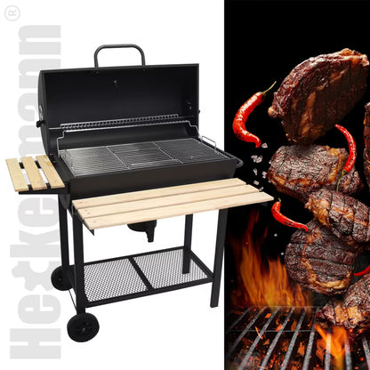 Kuglegrill Tøndegrill 108x65 cm Sort med Termometer