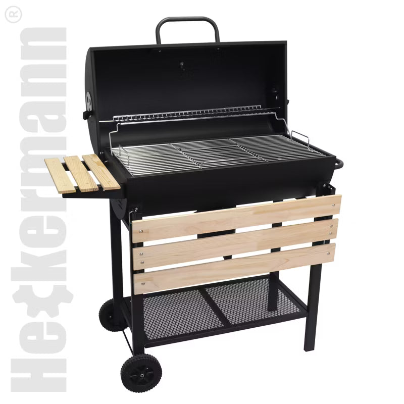 Kuglegrill Tøndegrill 108x65 cm Sort med Termometer
