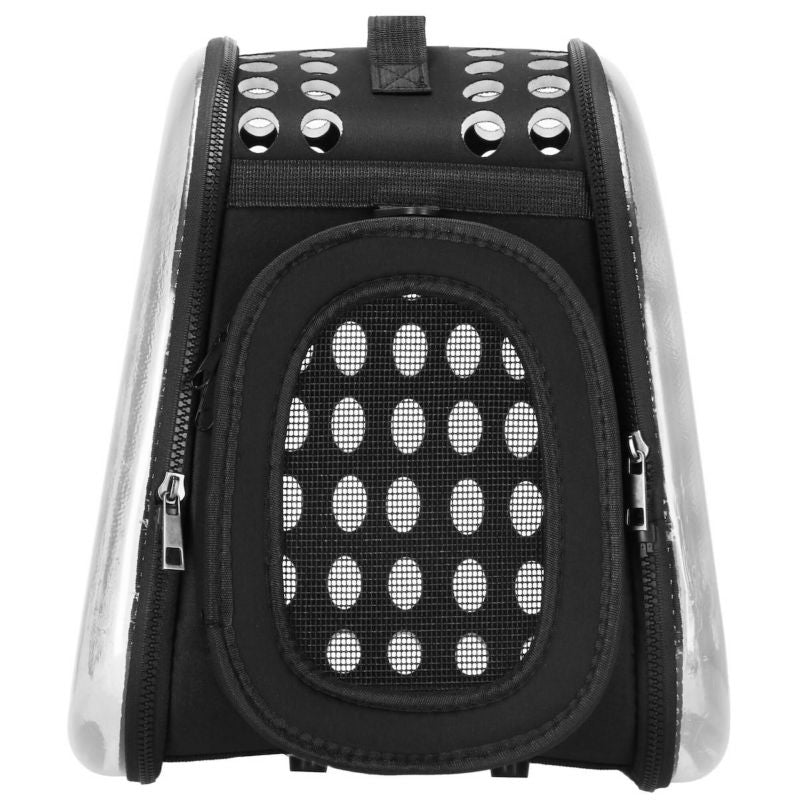 Transporttaske til kat og hund Springos 42 x 26 x 32 cm, belastning op til 10 kg, ventileret transportør, sort/transparent, 1 stk.