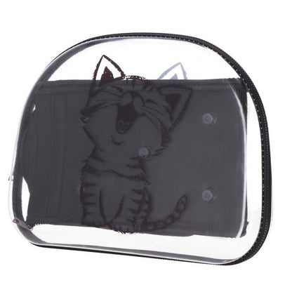 Transporttaske til kat og hund Springos 42 x 26 x 32 cm, belastning op til 10 kg, ventileret transportør, sort/transparent, 1 stk.