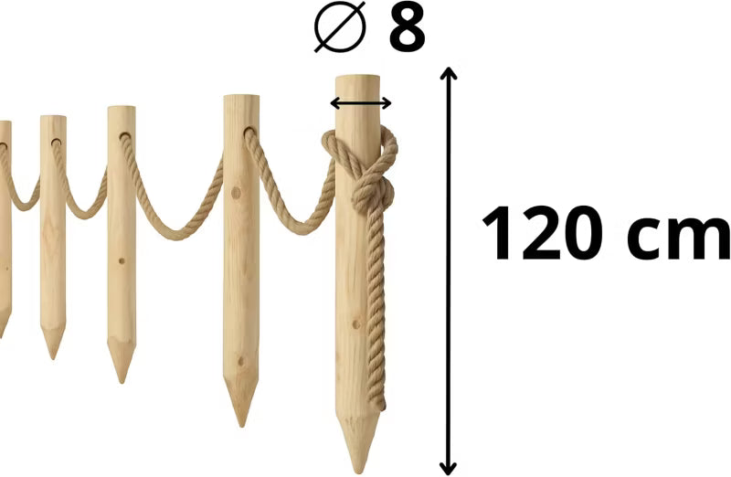 Træhegn 120 cm med Jutereb 12 m Natur