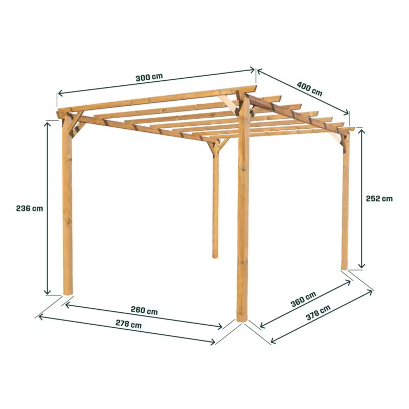 Træpergola Ladna 3x4 m Brun
