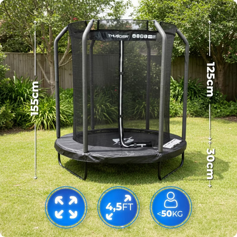 Trampolin 140 cm med Sikkerhedsnet Sort