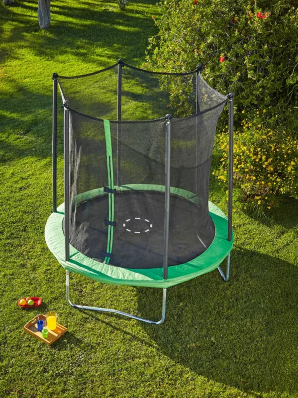 Trampolin 244 cm Grøn med Sikkerhedsnet