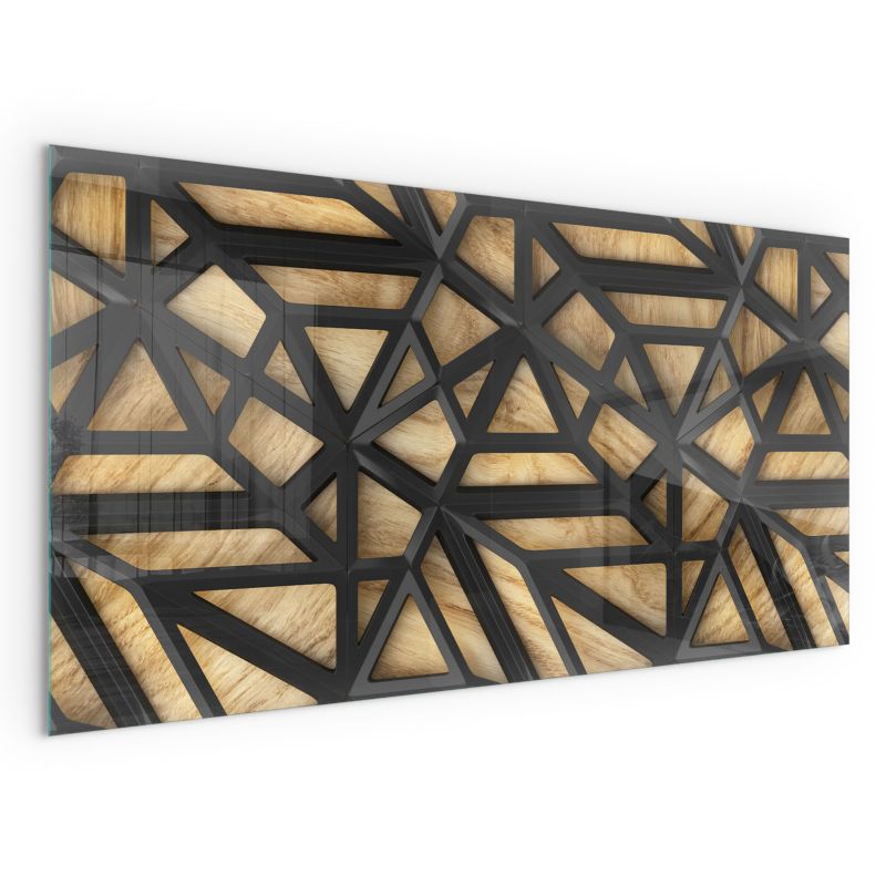 Pejseplade Hærdet Glas 120x60 cm Geometri Træ
