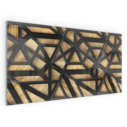 Pejseplade Hærdet Glas 120x60 cm Geometri Træ