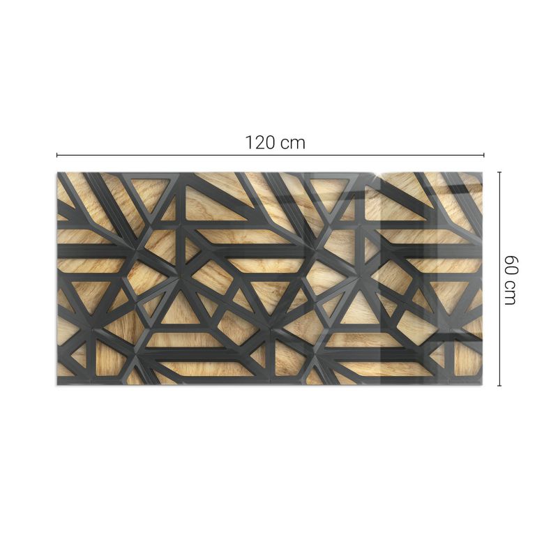 Pejseplade Hærdet Glas 120x60 cm Geometri Træ