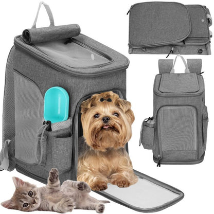 Transporttaske til hund og kat, Springos rejserygsæk til kæledyr 39 x 28 x 27 cm grå 1 stk.