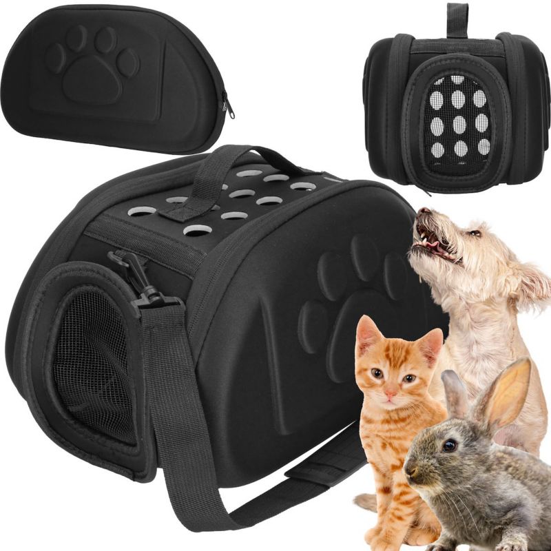 Transporttaske til kæledyr Springos 20 x 35 x 20 cm til op til 5 kg, taske til hund, kat, kanin str. S sort 1 stk.