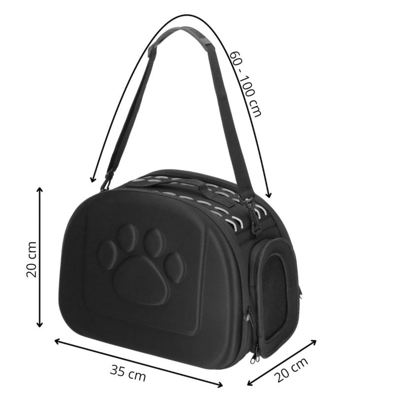 Transporttaske til kæledyr Springos 20 x 35 x 20 cm til op til 5 kg, taske til hund, kat, kanin str. S sort 1 stk.
