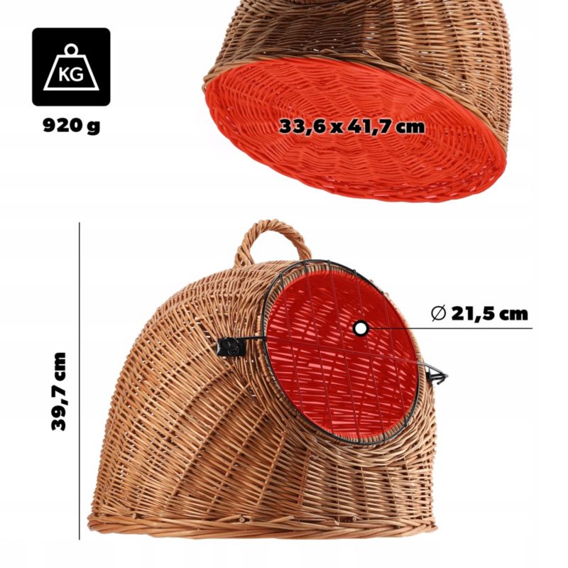 KADAX flettet transporttaske til hund og kat, kurv 42 cm, brun, 1 stk.