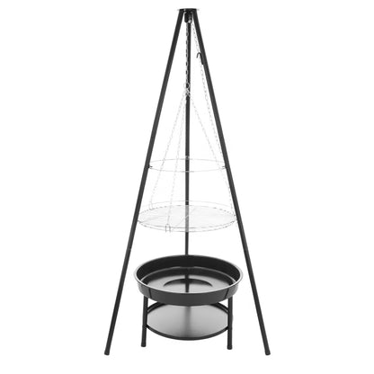 Trefodsbålgrill 2-i-1 Ø50 cm Sort Stål