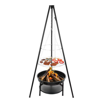 Trefodsbålgrill 2-i-1 Ø50 cm Sort Stål