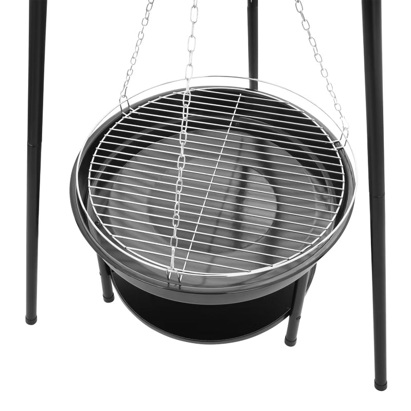 Trefodsbålgrill 2-i-1 Ø50 cm Sort Stål