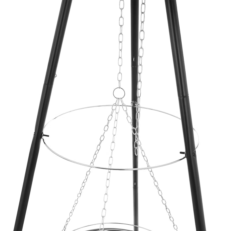 Trefodsbålgrill 2-i-1 Ø50 cm Sort Stål