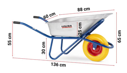 Trillebør 130 Liter Galvaniseret Stål 210 kg Blå
