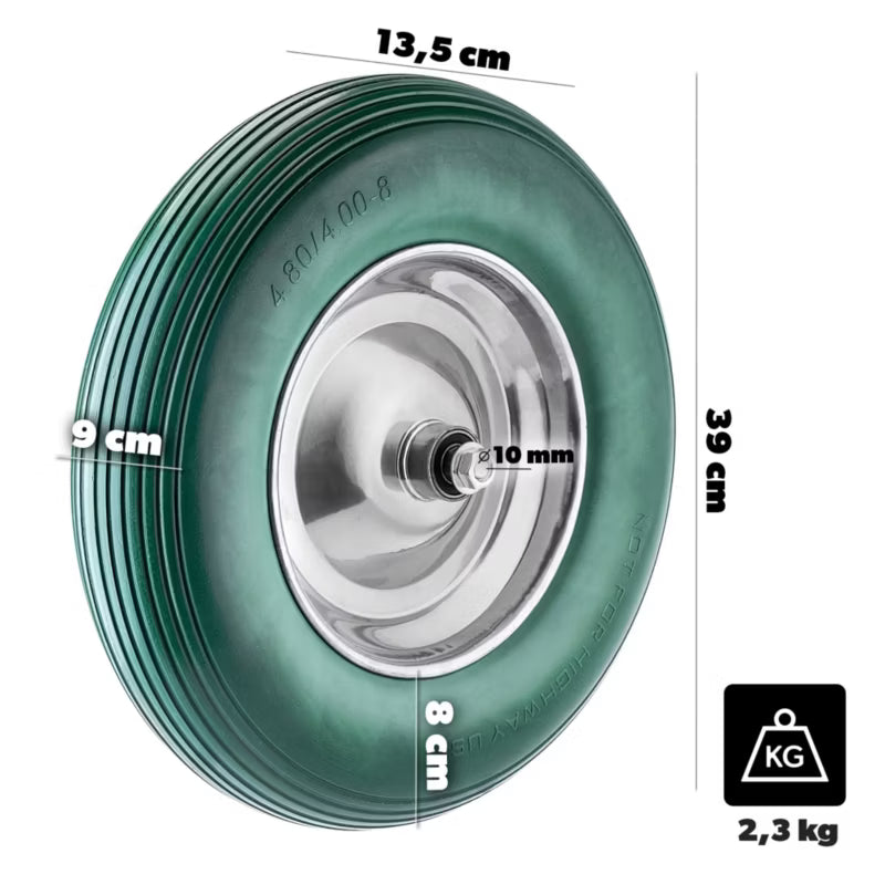 Trillebørshjul 39 cm Stålfælg Grøn | 5906638367988