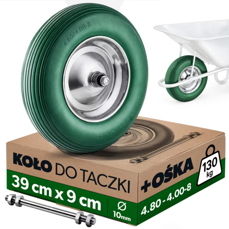 Trillebørshjul 39 cm Stålfælg Grøn | 5906638367988