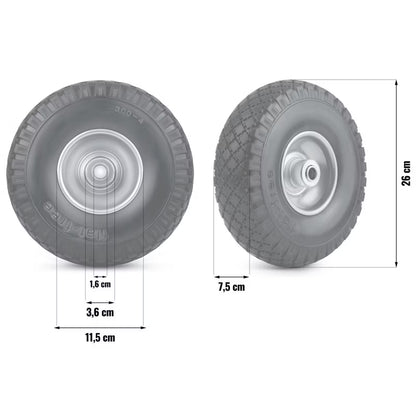 Trillebørshjul Punkterfri 26 cm PU