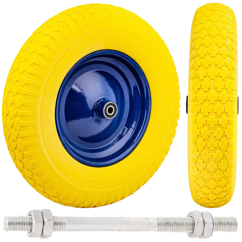 Trillebørshjul Punkterfri 39 cm med Aksel 4.00-8
