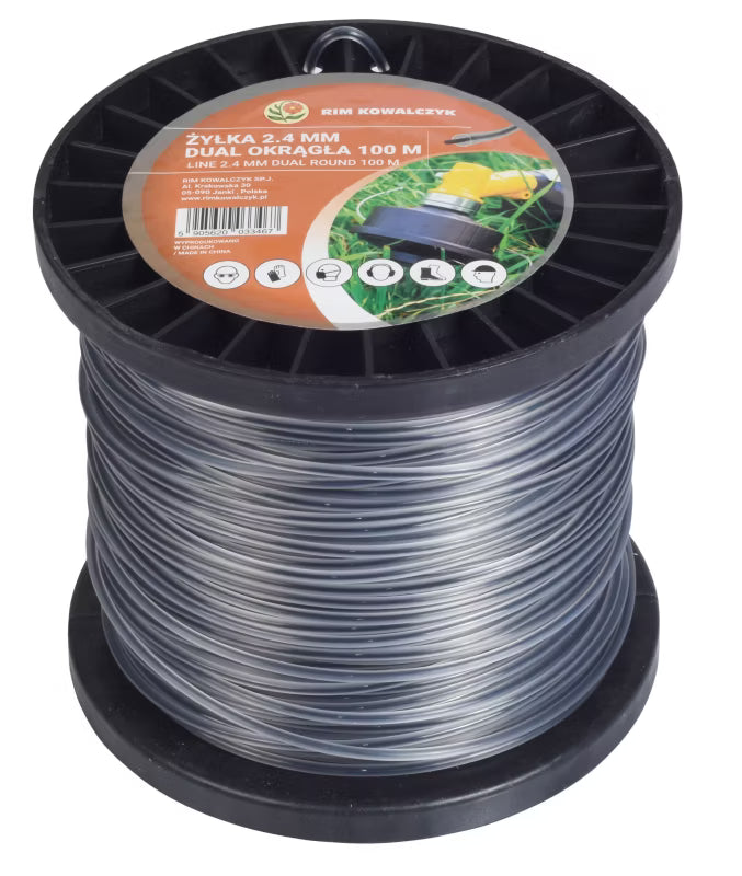 Trimmesnøre Rund 2,4 mm 100 m Transparent | 5905620033467