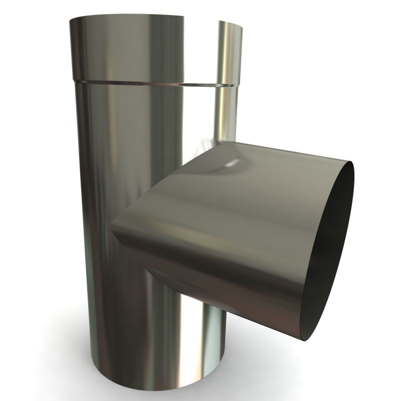 Røgrørs T-Stykke 87° Ø110 mm Rustfrit Stål