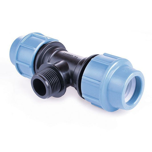 PE-triplett Pipelife med udvendigt gevind 25 mm x 1/2" x 25 mm