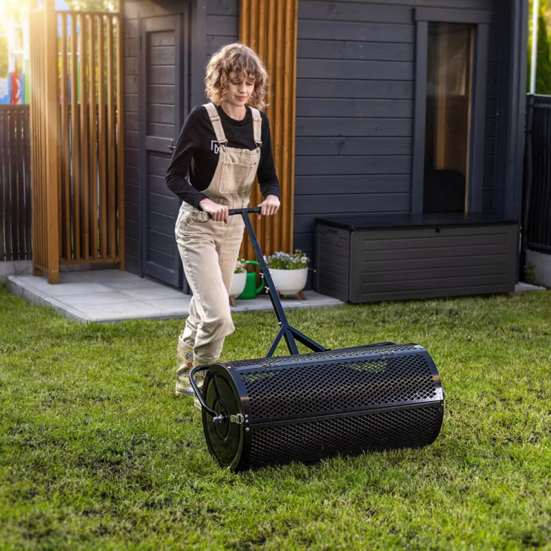 Tromlespreder 80 cm 100 Liter Sort Stål