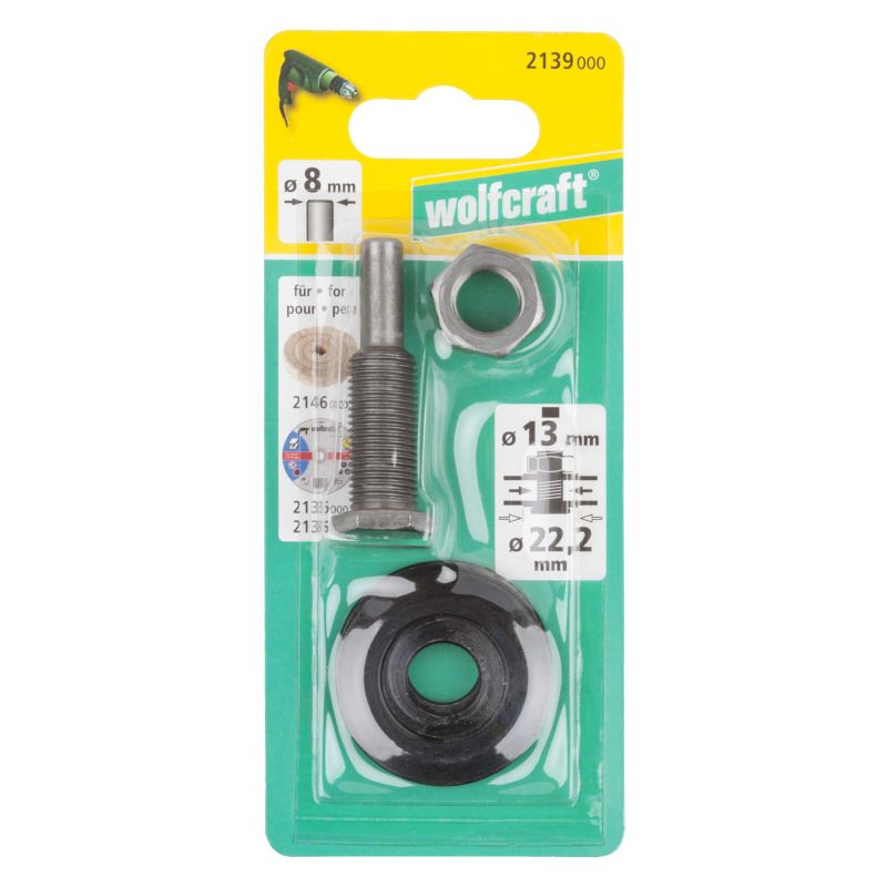 Fastgørelsesadapter Ø 13 mm og 22,2 mm wolfcraft 2139000