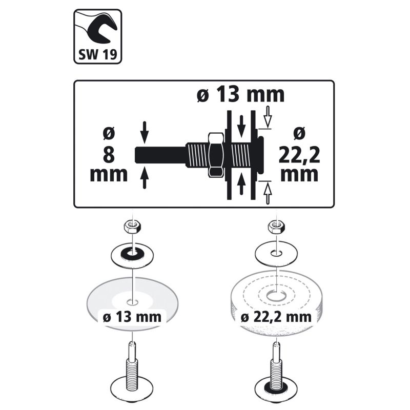 Fastgørelsesadapter Ø 13 mm og 22,2 mm wolfcraft 2139000