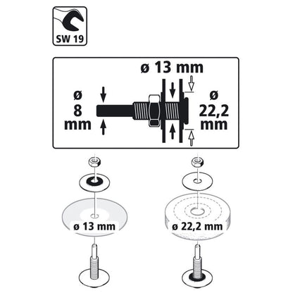 Fastgørelsesadapter Ø 13 mm og 22,2 mm wolfcraft 2139000