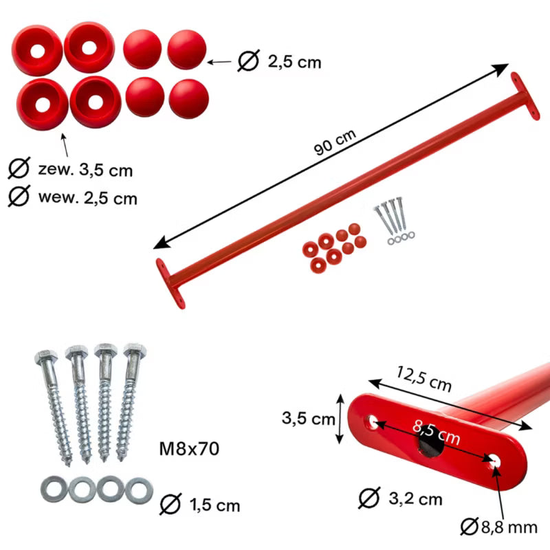 Turnstang 90 cm Rød Stål