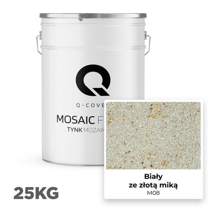 Mosaikpuds Hvid med Guldmika M08 25 kg