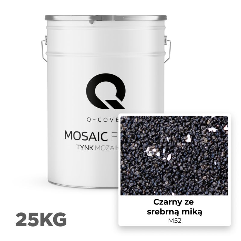 Mosaikpuds M52 25 kg Sort med Sølv Glimmer