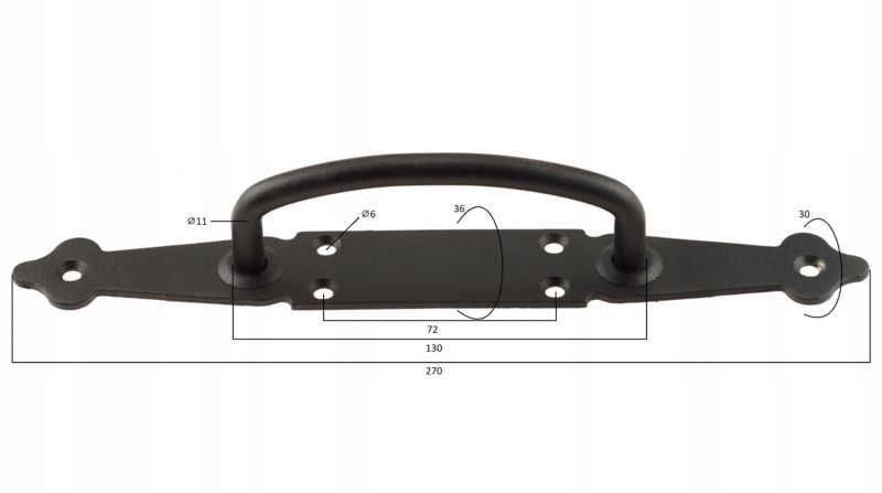Dørgreb Rustik 270 mm Sort Stål
