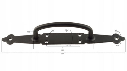 Dørgreb Rustik 270 mm Sort Stål