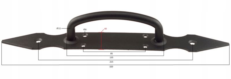 Dørgreb Dekorativ 320 mm Sort
