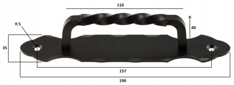Dørgreb Retro 190 mm Sort Stål