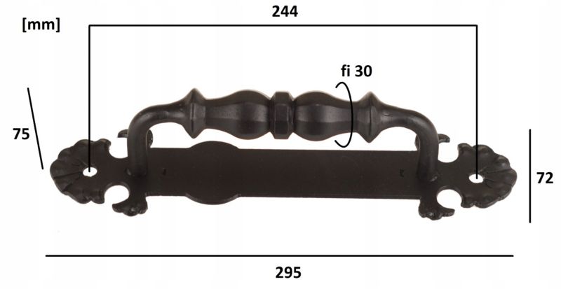 Dørgreb Smedejern 29,5 cm Sort Retro
