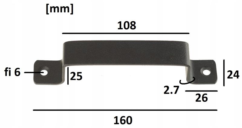 Dørgreb Loft 160 mm Sort Stål 2 Stk.