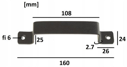 Dørgreb Loft 160 mm Sort Stål 2 Stk.