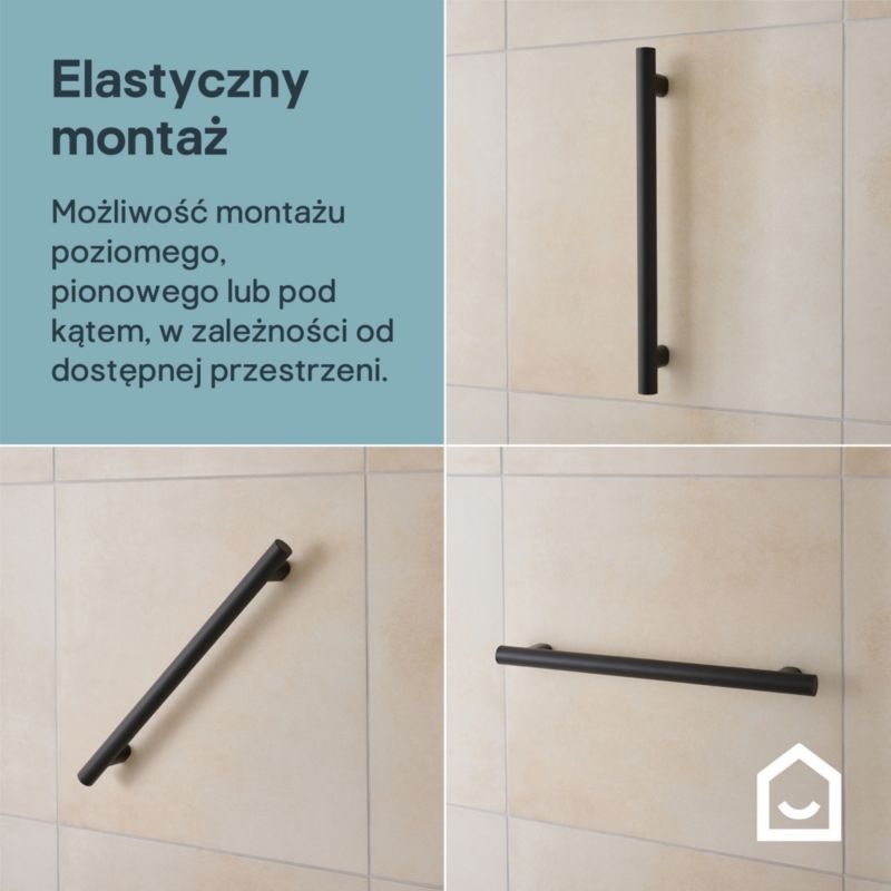 Støttegreb 55,6 cm Sort Pulverlakeret Rustfrit Stål