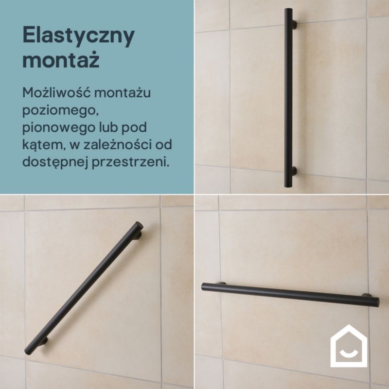 Støttegreb 70,6 cm Sort Pulverlakeret Rustfrit Stål